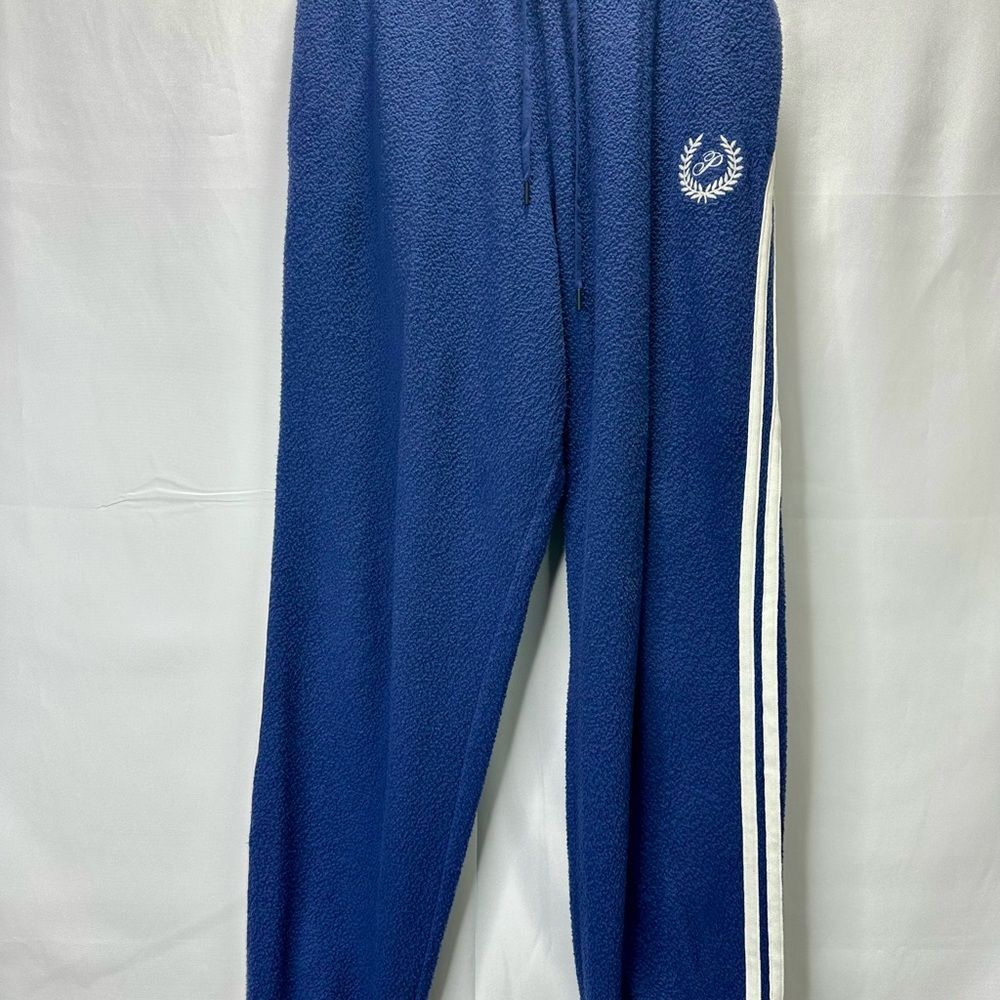 PINK Victoria's Secret Navy Blue white stripe fleece joggers size M - Picture 4 of 11